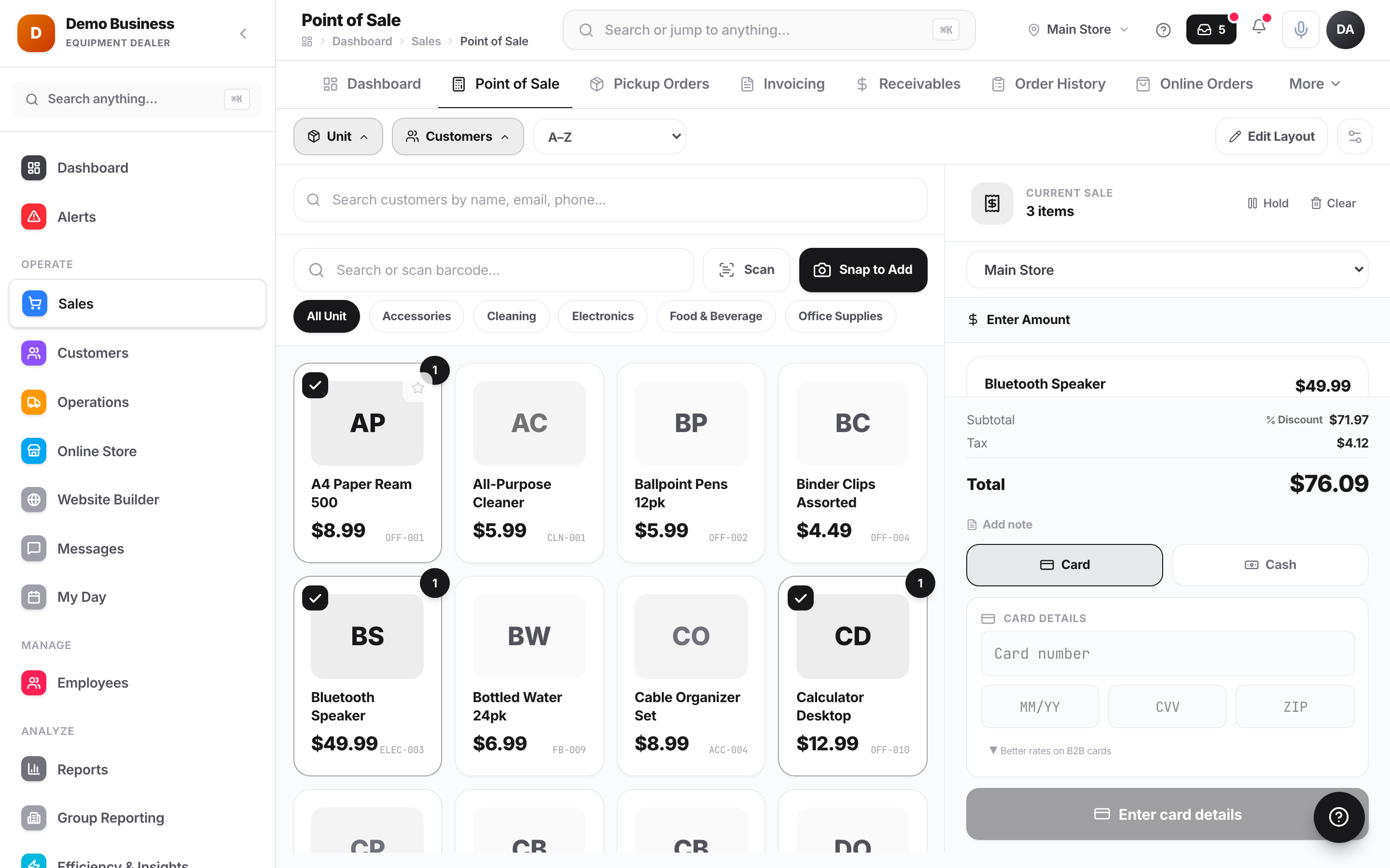 Kache Register point-of-sale checkout screen